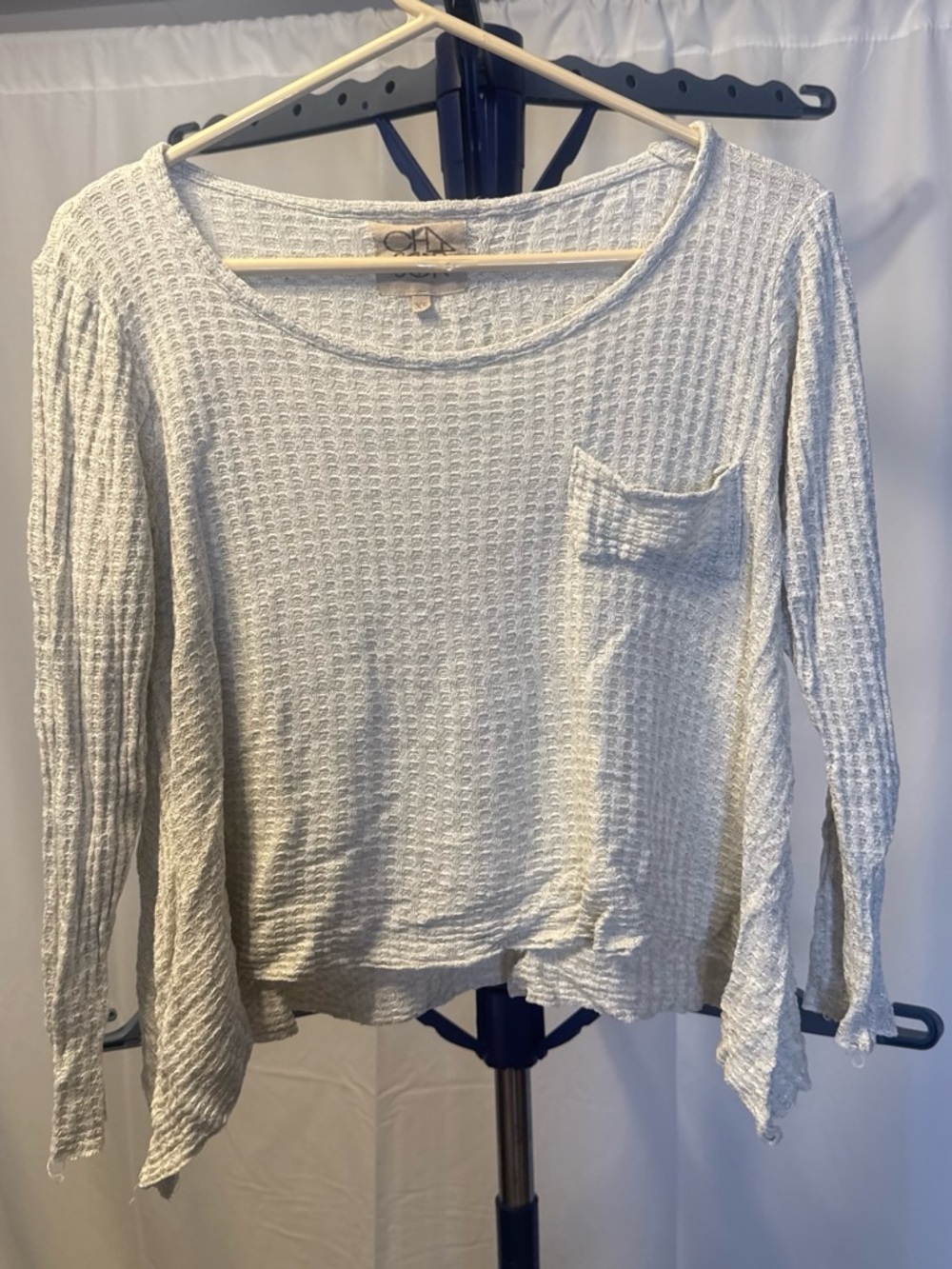 Chaser - Lightweight White Waffle-Knit Long Sleeve Top